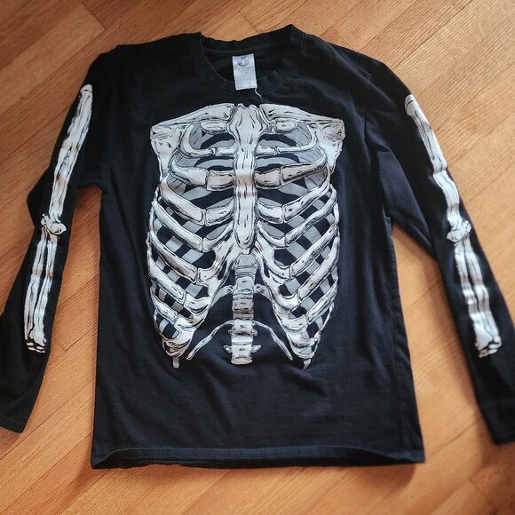 Spirit Halloween Skeleton Ribcage Long Sleeve Shirt Adult Medium - Picture 1 of 3
